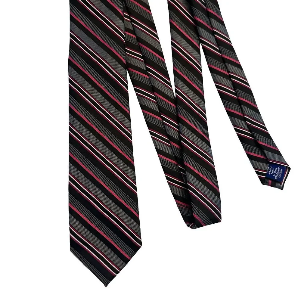 Apt 9 Multicolor Black Red Gray And White Striped Men's Niecktie 2,7